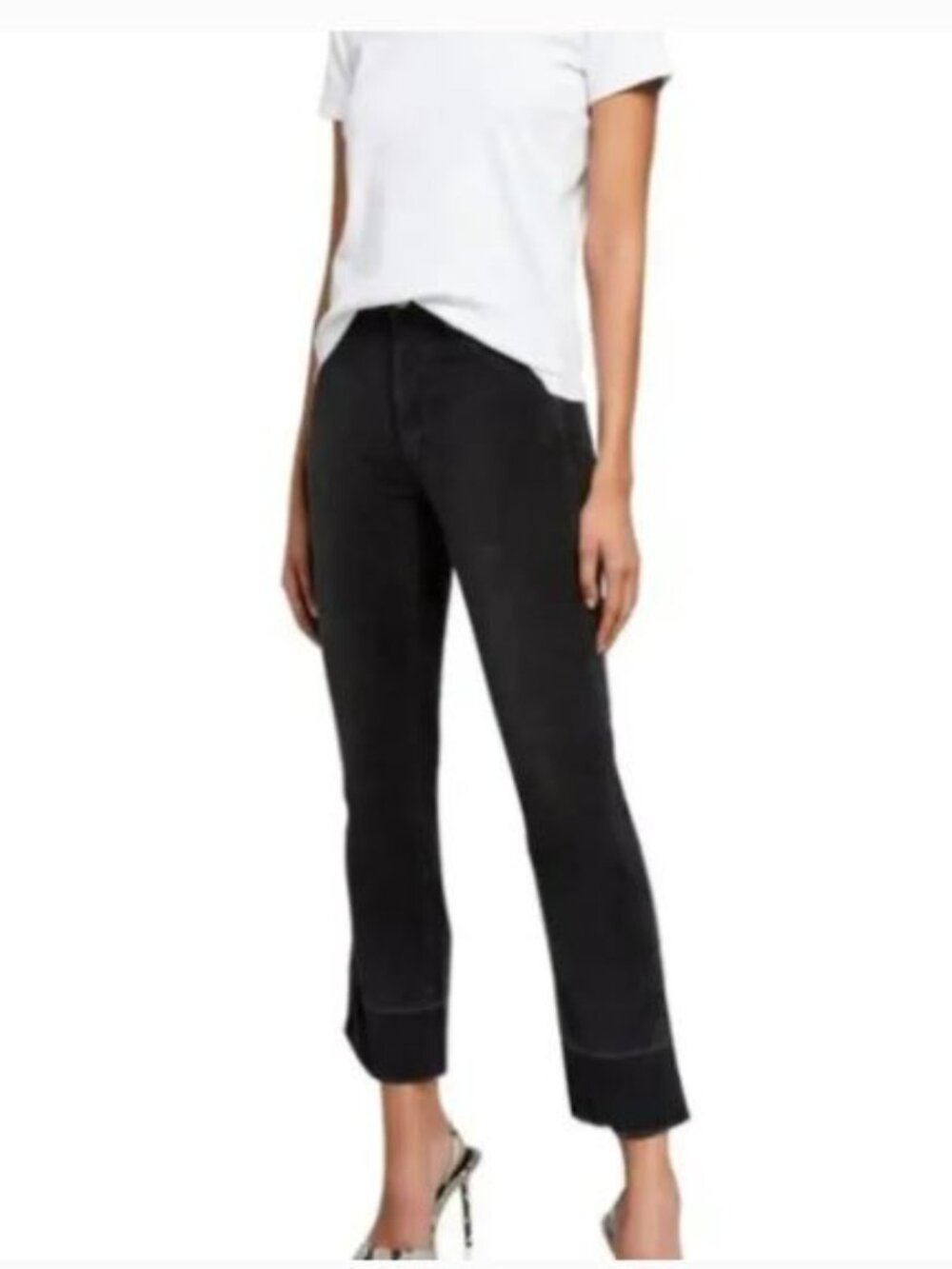 Anthropologie AMO NWT Bella Slight Boot Cut Velveteen Pants Black 30 High Rise